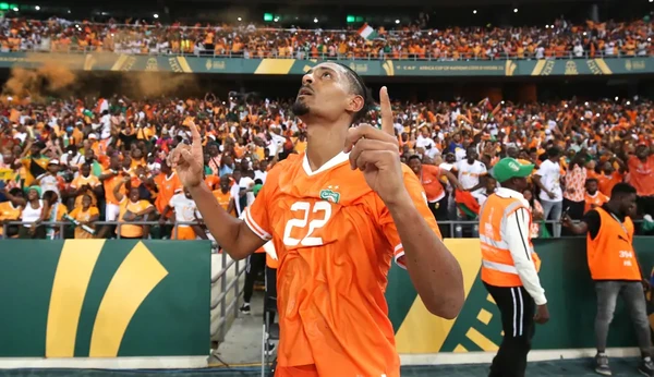 Bintang Timnas Pantai Gading, Sebastien Haller, mencetak gol kemenangan timnya atas Nigeria di final Piala Afrika 2023 pada 12 Februari 2024 di Olympic Stadium of Ebimpe.