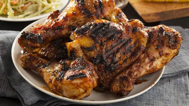 Homemade Grilled Barbecue Chicken with all the Sides