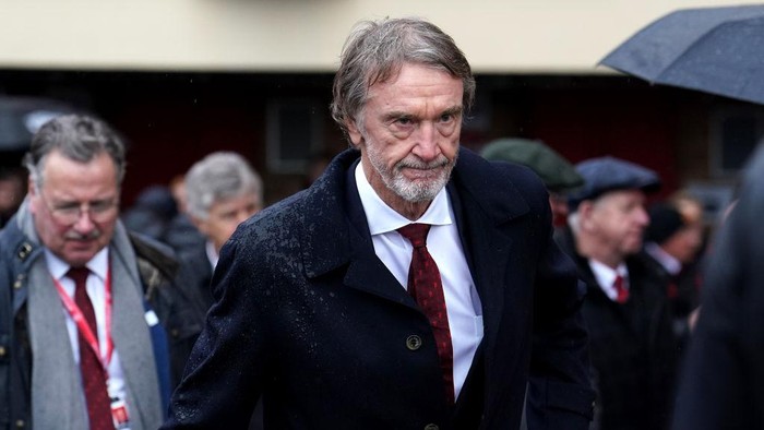Sir Jim Ratcliffe after the memorial service for the victims of the 1958 Munich Air Disaster at Old Trafford, Manchester. Today is the 66th anniversary of the Munich Air Disaster, which claimed 23 lives, including eight players. (Photo by Martin Rickett/PA Images via Getty Images)