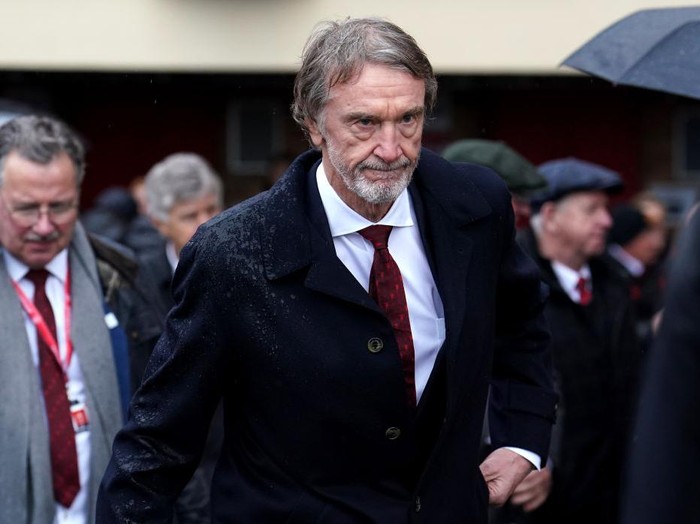Sir Jim Ratcliffe after the memorial service for the victims of the 1958 Munich Air Disaster at Old Trafford, Manchester. Today is the 66th anniversary of the Munich Air Disaster, which claimed 23 lives, including eight players. (Photo by Martin Rickett/PA Images via Getty Images)