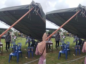 Tenda TPS di Deli Serdang Roboh, Saksi Partai Tertimpa Besi Tenda TPS di Deli Serdang Roboh, Saksi Partai Tertimpa Besi