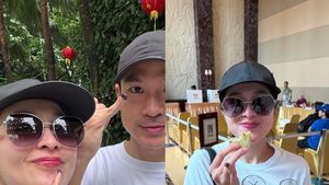 Ini Momen Sandra Dewi Nyoblos Sambil Ngemil Lemper di TPS Sultan