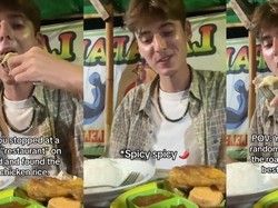 Iseng Cicip Pecel Ayam Kaki Lima, Bule Belgia Ini Langsung Jatuh Cinta