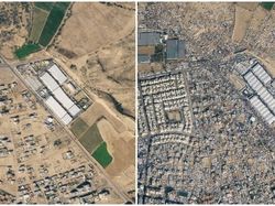 Foto Before-After Migrasi Pengungsi Palestina di Rafah