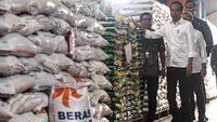 Momen Jokowi Cek Stok Beras di Gudang Bulog