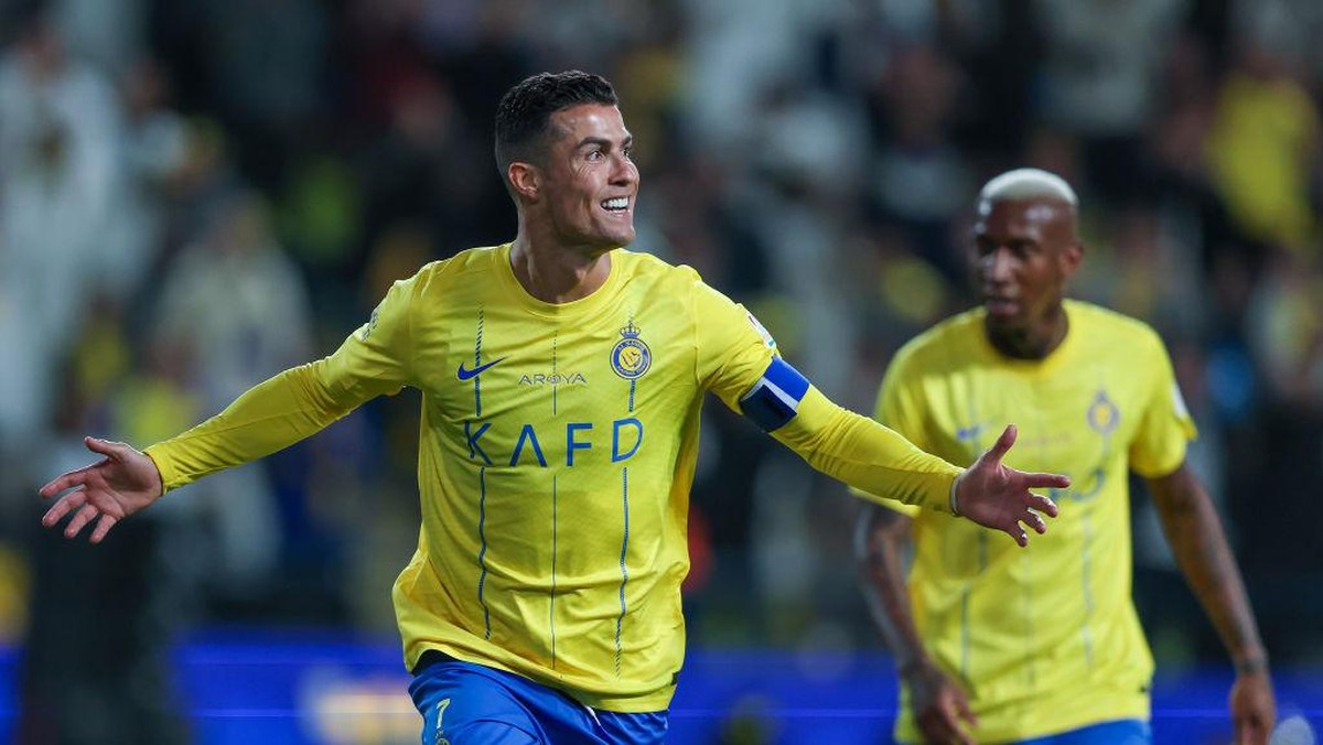 Cristiano Ronaldo hat-trick di laga Al Nassr vs Al Tai. (Foto: Getty Images/Yasser Bakhsh)