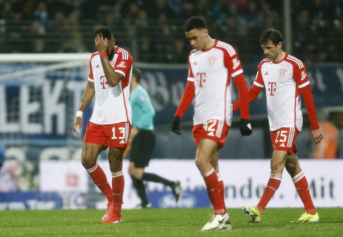 Bayern Munich Soccer Football - Bundesliga - VfL Bochum v Bayern Munich - Ruhrstadion, Bochum, Germany - February 18, 2024 Bayern Munich's Eric Maxim Choupo-Moting reacts REUTERS/Leon Kuegeler DFL REGULATIONS PROHIBIT ANY USE OF PHOTOGRAPHS AS IMAGE SEQUENCES AND/OR QUASI-VIDEO.