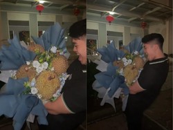 Bukan Bunga, Pria Ini Viral Diberi Buket Durian Montong dan Bawor