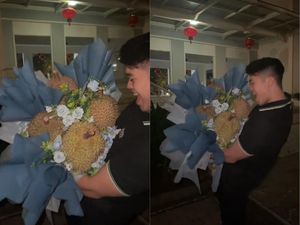Bukan Bunga, Pria Ini Viral Diberi Buket Durian Montong dan Bawor Bukan Bunga, Pria Ini Viral Diberi Buket Durian Montong dan Bawor