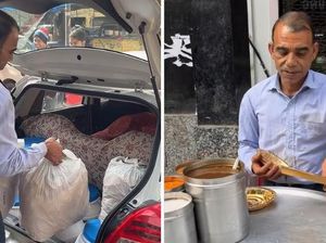 Keren! Penjual Makanan Kaki Lima Ini Tiap Hari Jualan Pakai Mobil BMW