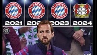 Harry Kane kena ledek nih: kedatangannya ke Bayern malah bikin rentetan sukses meraih gelar juara Bundesliga potensial berakhir! Foto: dok. Internet/X (Twitter)