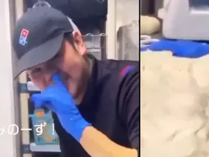 Jorok! Pegawai Resto Pizza Ini Ngupil Saat Bikin Adonan