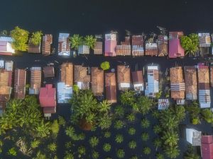 Foto Udara Banjir Luapan Sungai Batanghari di Muaro Jambi