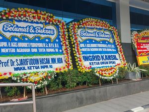 Potret Karangan Bunga Ucapan Selamat ke AHY yang Banjiri Kantor ATR