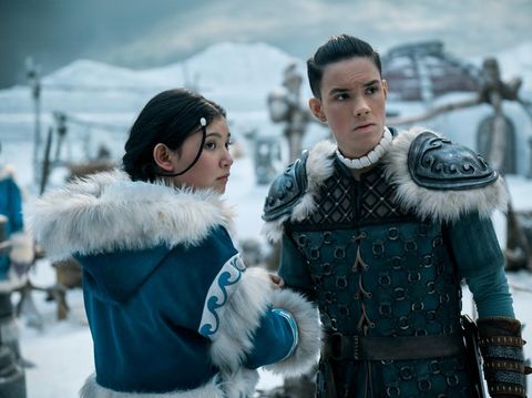 Avatar: The Last Airbender. (L to R) Kiawentiio as Katara, Ian Ousley as Sokka in season 1 of Avatar: The Last Airbender. Cr. Robert Falconer/Netflix © 2024
