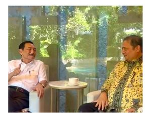 Airlangga Ngopi Bareng Luhut, Bicara Hasil Suara Golkar di Pileg 2024