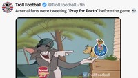 Alih-alih menang, Arsenal justru bonyok 0-1 di tangan Porto. (Foto: Twitter)