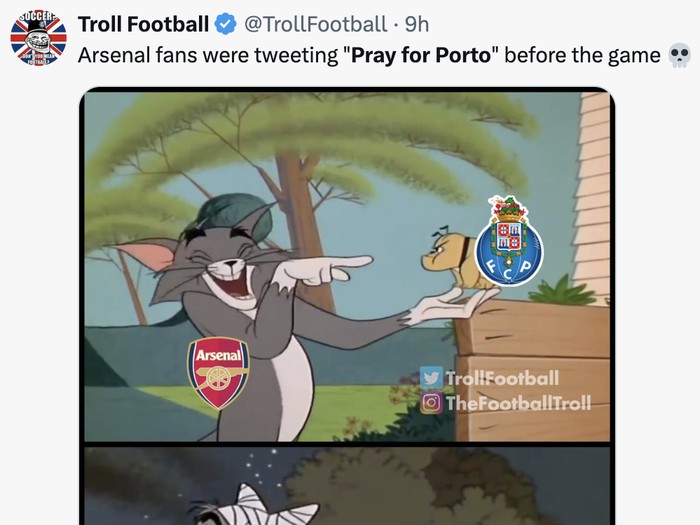 Fans Arsenal mengolok-olok 'pray for Porto' jelang laga kontra tim Portugal itu. Apes, justru Meriam London yang dibikin malu gegara tumbang. Duh!