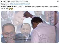 Kalau kata meme ini, yang semestinya didoakan itu Arsenal gara-gara kalah. Iya juga sih... (Foto: Twitter)