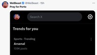 Pray for Porto alias berdoa untuk Porto viral di media sosial sebagai olok-olok fans Arsenal yang yakin timnya bakal menang lawan Porto di Liga Champions. (Foto: Twitter)