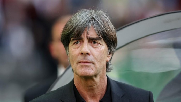 Joachim Loew, former Germany National Team head coach looks on prior to the German Cup (DFB Pokal) final football match between SC Freiburg and RB Leipzig at the Olympic Stadium in Berlin on May 21, 2022. (Photo by Alex Grimm / POOL / AFP) / DFB REGULATIONS PROHIBIT ANY USE OF PHOTOGRAPHS AS IMAGE SEQUENCES AND QUASI-VIDEO.