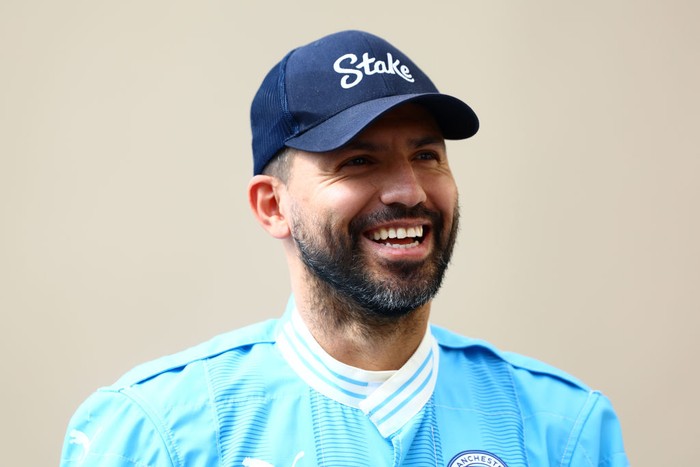 ABU DHABI, UNITED ARAB EMIRATES - NOVEMBER 25: Footballer Sergio Aguero walks in the Paddock prior to qualifying ahead of the F1 Grand Prix of Abu Dhabi at Yas Marina Circuit on November 25, 2023 in Abu Dhabi, United Arab Emirates. (Photo by Clive Rose/Getty Images)