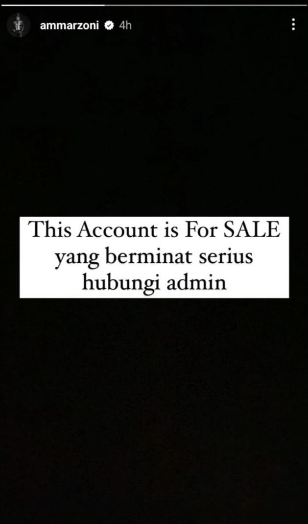Ammar Zoni menjual akun Instagram-nya