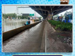 Ada Genangan, Gerbang Tol Cempaka Putih Tak Bisa Dilalui Kendaraan
