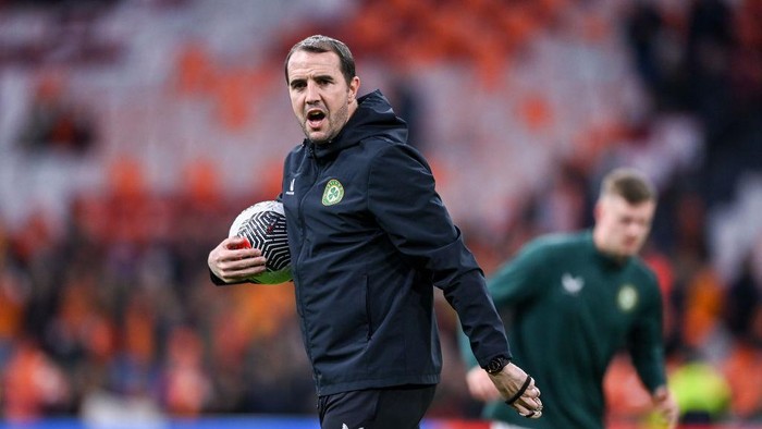 Amsterdam , Netherlands - 18 November 2023; Republic of Ireland coach John OShea before the UEFA EURO 2024 Championship qualifying group B match between Netherlands and Republic of Ireland at Johan Cruijff ArenA in Amsterdam, Netherlands. (Photo By Stephen McCarthy/Sportsfile via Getty Images)