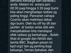 Viral Pesan Berantai WhatsApp Minta Matikan HP karena Radiasi Kosmik, Faktanya?