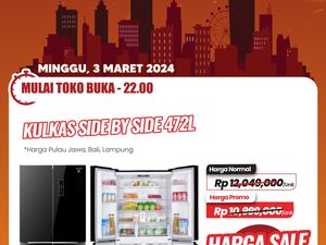 Kulkas Dua Pintu di Transmart Full Day Sale Diskon 3 Jutaan