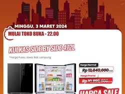 Kulkas Dua Pintu di Transmart Full Day Sale Diskon 3 Jutaan