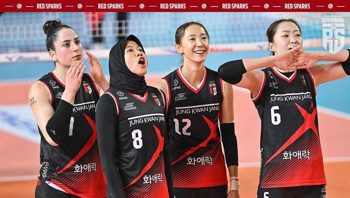 Red Sparks mengalahkan GS Caltex 3-0. Foto: (Red Sparks)