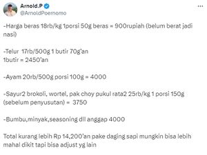 Tanggapi Jatah Makan Siang Rp 15.000, Begini Hitungan Chef Arnold Tanggapi Jatah Makan Siang Rp 15.000, Begini Hitungan Chef Arnold