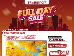 Cuma di Transmart Full Day Sale Smart TV 65 Inch Rp 7 Jutaan, 50 Inch Rp 4 Jutaan