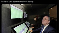 Real Madrid pun dituding kembali jadi Real VARdrid sehingga diuntungkan VAR. Foto: dok. Internet/X (Twitter)