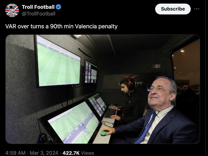 Meme Valencia vs Real Madrid
