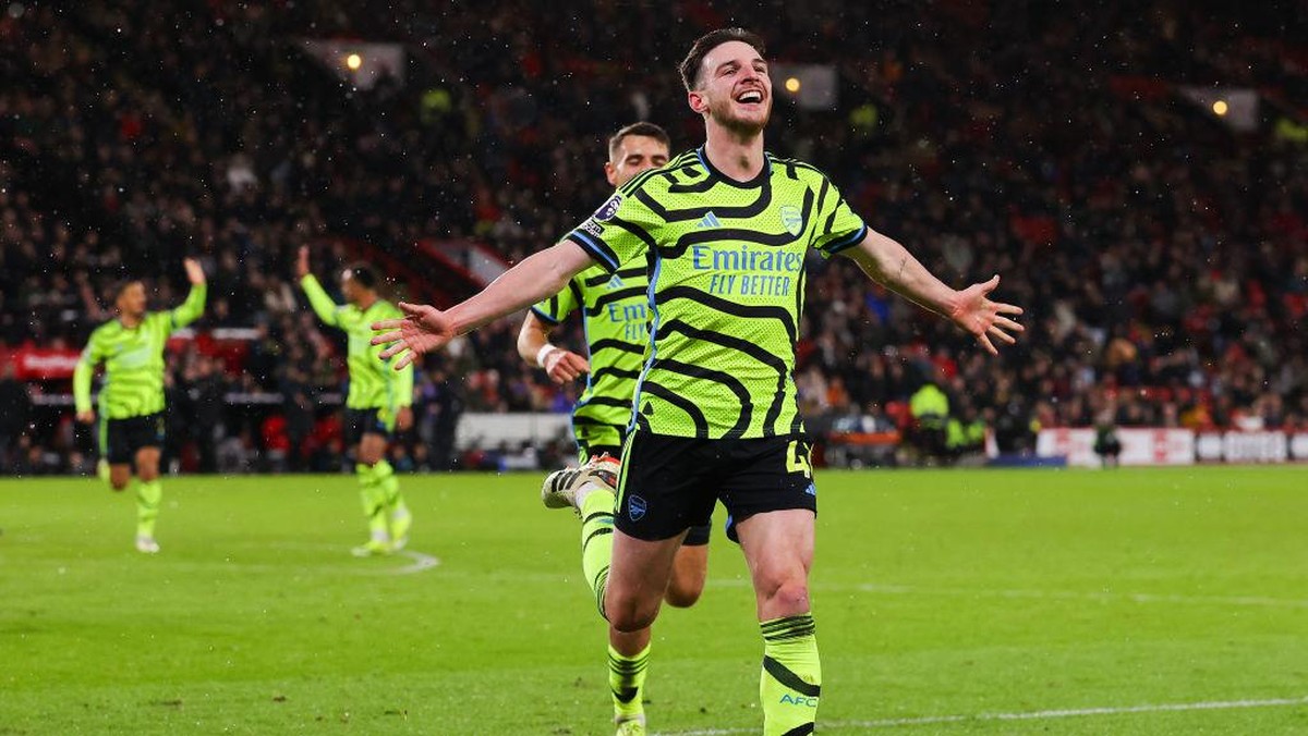 Declan Rice mencetak satu gol ke gawang Sheffield United. Foto: Getty Images/James Gill - Danehouse