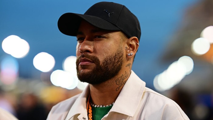 BAHRAIN, BAHRAIN - MARCH 02: Neymar Jr looks on from the grid prior to the F1 Grand Prix of Bahrain at Bahrain International Circuit on March 02, 2024 in Bahrain, Bahrain. (Photo by Mario Renzi - Formula 1/Formula 1 via Getty Images)