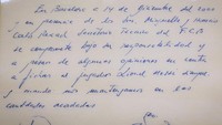 Dalam serbet itu Rexach menulis Di Barcelona, pada 14 Desember 2000 dan di hadapan Tuan Minguella dan Horacio, Carles Rexach, direktur olahraga FC Barcelona, dengan ini setuju, di bawah tanggung jawabnya dan terlepas dari perbedaan pendapat, untuk mengontrak Lionel Messi, asalkan kita tetap memenuhi jumlah yang disepakati.