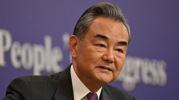 Menlu China Wang Yi Chinas Foreign Minister Wang Yi attends a press conference for the Second Session of the 14th National Peoples Congress (NPC) in Beijing on March 7, 2024. (Photo by WANG Zhao / AFP)
