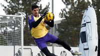 Thibaut Courtois - kiper timnas Belgia. Foto: Real Madrid via Getty Images/Antonio Villalba