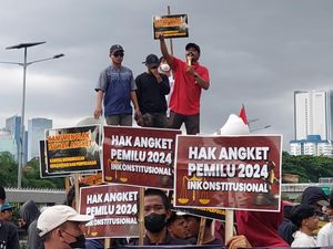 Potret Ratusan Massa Gelar Aksi Tolak Wacana Hak Angket Pemilu di DPR Potret Ratusan Massa Gelar Aksi Tolak Wacana Hak Angket Pemilu di DPR