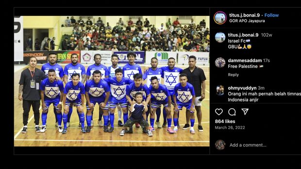 Postingan Instagram Titus Bonai soal Israel.