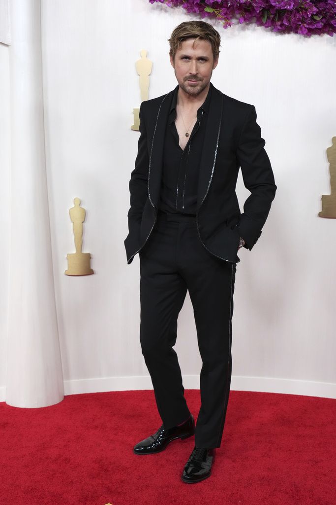 Ryan Gosling arrives at the Oscars on Sunday, March 10, 2024, at the Dolby Theatre in Los Angeles. (Photo by Jordan Strauss/Invision/AP)