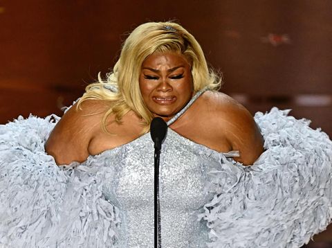 US actress Da'Vine Joy Randolph accepts the award for Best Actress in a Supporting Role 