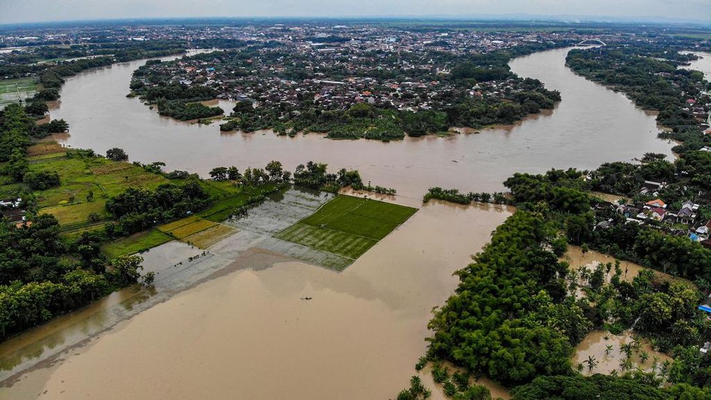 Penampakan dari Udara Banjir Akibat Luapan Sungai Bengawan Solo