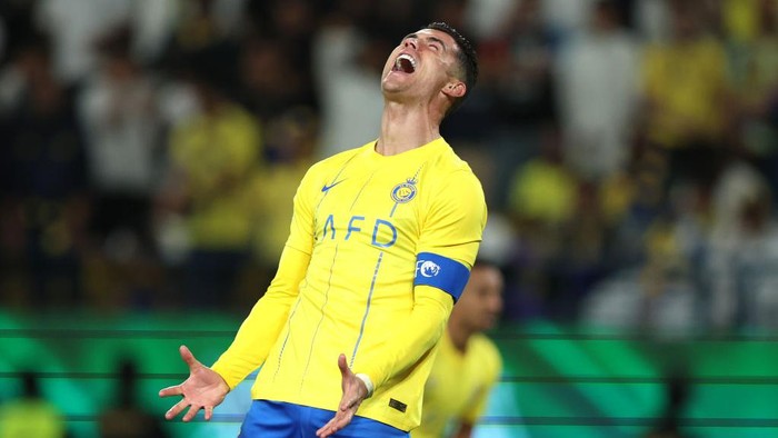 RIYADH, SAUDI ARABIA - MARCH 11: Cristiano Ronaldo of Al Nassr reacts during the AFC Champions League Quarter Final 2nd Leg match between Al-Nassr and Al Ain at Al -Awwal Stadium on March 11, 2024 in Riyadh, Saudi Arabia. (Photo by Yasser Bakhsh/Getty Images) (Photo by Yasser Bakhsh/Getty Images)