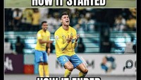 Al Nassr pada akhirnya kalah adu penalti dari Al Ain dan tersingkir dari Liga Champions Asia. Ada yang mengingatkan CR7 mengenai tingkah-polahnya di laga lain musim ini. Foto: dok. Internet/X (Twitter)