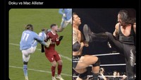Meme ini menyamakannya ala gulat di WWE. Foto: dok. Internet/X (Twitter)